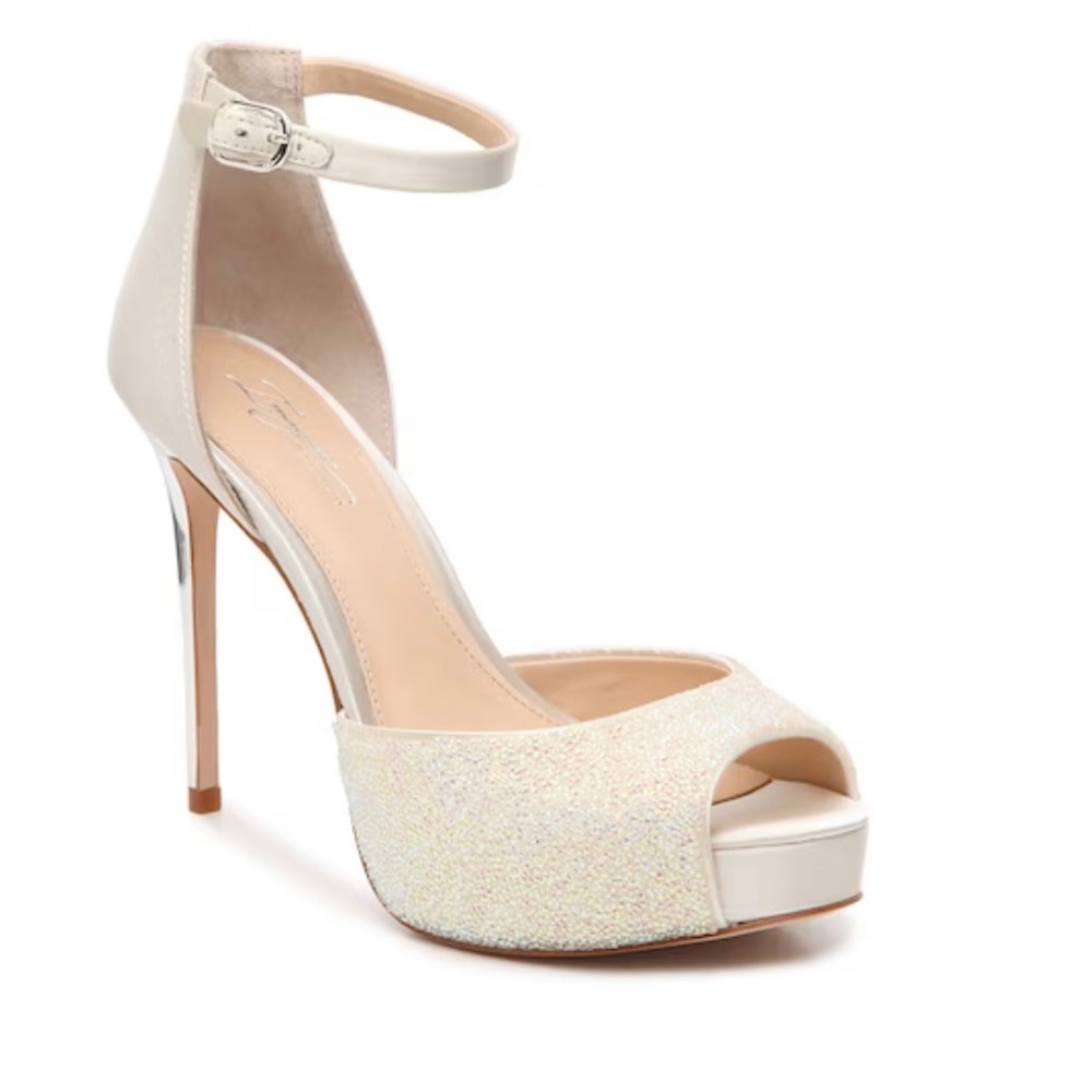 Ivory Imagine Vince Camuto Bridal Karleigh Platform Sandal in Satin & Crystal
